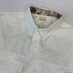 GameGuard Mens Short Sleeve Fishing Shirt White Vented Performance Large Flaw